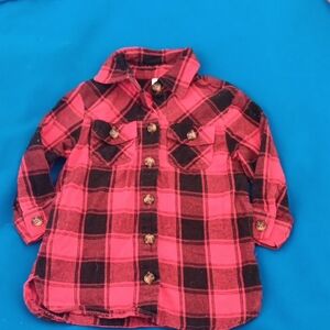 Wonder Nation Red and Black Plaid Button Down Shirt